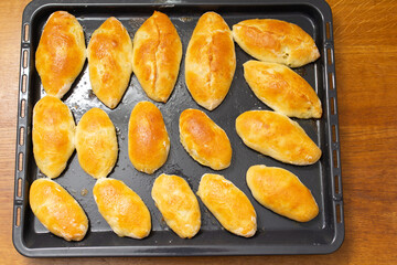 homemade pies on protvin, close-up