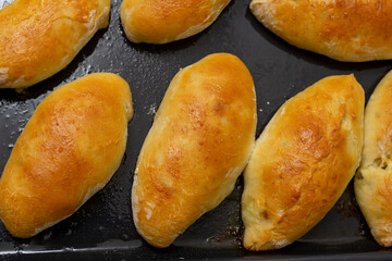 homemade pies on protvin, close-up