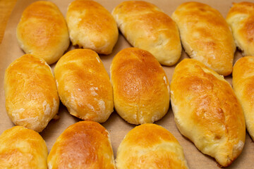 homemade pies on protvin, close-up