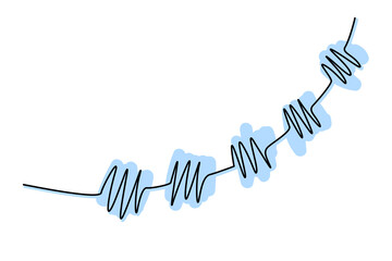 Braces, structure for aligning the dentition and correcting the bite, dental accessories, medical care, oral cavity, beautiful smile. Color drawing on white background in one line style, doodle. 