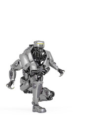 master robot you are crouched and ready for action in white background
