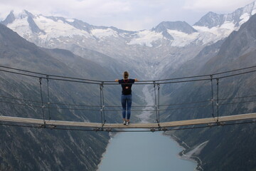 Schlegeisspeicher Hanging bridge Austria Alps