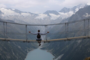 Schlegeisspeicher Hanging bridge Austria Alps