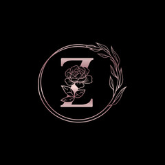 decorative rose gold letter z design beauty and fashion logo