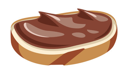 Piece of bread with chocolate butter. 