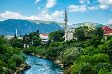 Looking North standing on Mostar's Bridge in Bosnia & Herzegovina