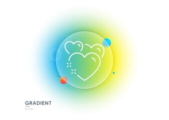 Heart line icon. Gradient blur button with glassmorphism. Love emotion sign. Valentine day symbol. Transparent glass design. Heart line icon. Vector