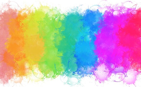 Vibrant rainbow background. Acrylic paint splashes creating a psychedelic pattern. Colorful wallpaper. 