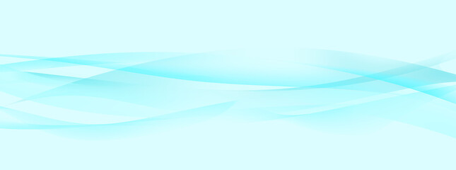 Banner of flowing waves on bright blue background. Copy space