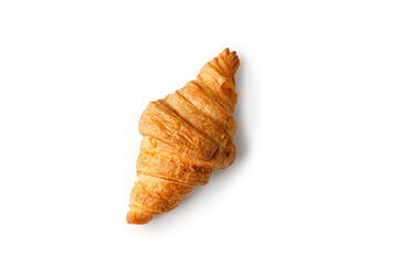 Fresh baked Croissant isolated on white background. Delicious french croissant on a white background.