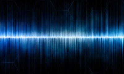 Abstract blue sound wave on black background.