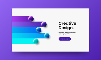 Clean front page vector design illustration. Abstract 3D spheres journal cover template.