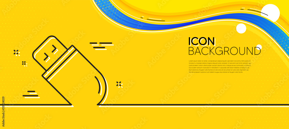 Poster usb stick line icon. abstract yellow background. computer memory component sign. data storage symbol