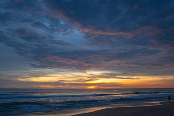 view of beautiful sky at sunset..The natural view of the sea and sky in beautiful sunset at Karon beach Phuket..A image for a unique and creative travel.