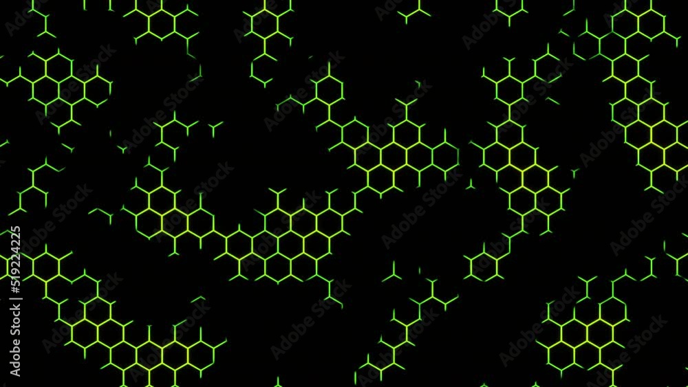 Poster modern geometric background with hexagon shapes. design. green and black animation of a hexagonal gr