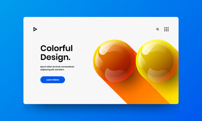 Colorful cover design vector illustration. Abstract realistic spheres website concept.