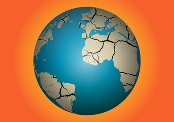 Sequía en el planeta Tierra sobre fondo tórrido o cálido. Calentamiento global. Ola de calor © Gabrieuskal