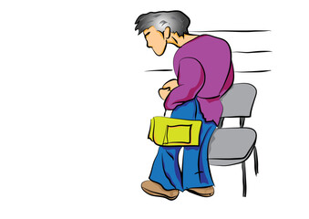 very old women and chair in polyclinic