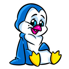 Animal penguin little joy sitting character cartoon illustration