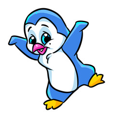 Animal penguin little surprise scarf character cartoon illustration