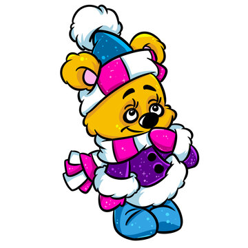 Little bear cub beautiful winter character cartoon illustration