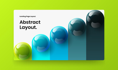 Vivid 3D spheres presentation template. Creative book cover vector design illustration.