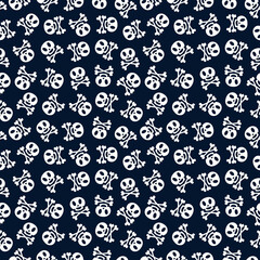 Skulls pattern cartoon style for Day of the dead, Halloween, Dia de los Muertos party, holiday traditional mexican wallpaper. Vector Illustration 10 eps