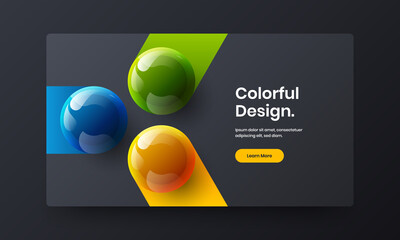 Creative web banner vector design concept. Multicolored 3D spheres corporate brochure illustration.