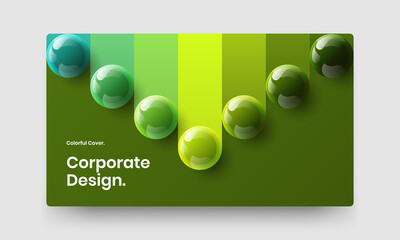 Clean realistic spheres pamphlet layout. Modern annual report vector design illustration.