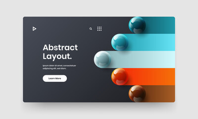 Multicolored magazine cover vector design template. Creative realistic balls site concept.