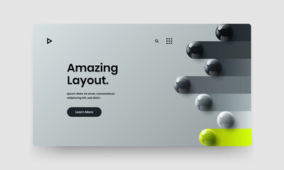 Vivid site screen vector design layout. Simple 3D balls company identity template.