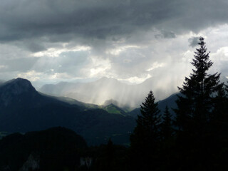 Weather change at Pyramidenspitze mountain hiking tour in Tyrol, Austria