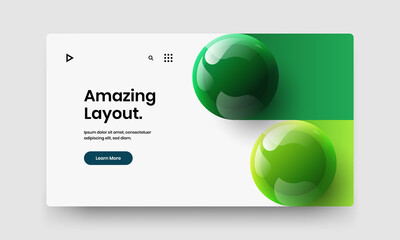 Creative realistic spheres leaflet layout. Modern annual report vector design template.