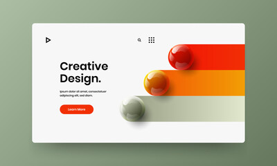 Premium website screen vector design layout. Abstract realistic spheres cover concept.