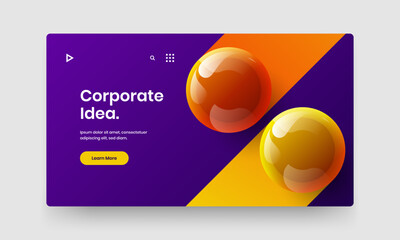 Original 3D balls front page template. Creative site screen design vector illustration.
