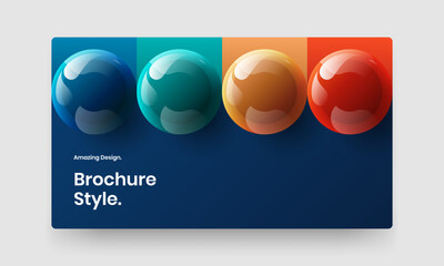 Multicolored realistic spheres pamphlet illustration. Modern presentation vector design template.