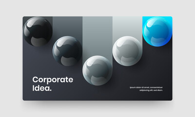 Modern catalog cover vector design template. Multicolored 3D spheres postcard illustration.