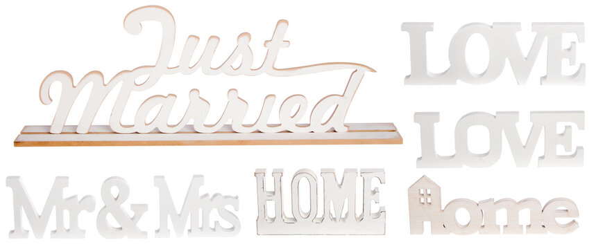 White Wooden Decorative Letters Just Married Home Love