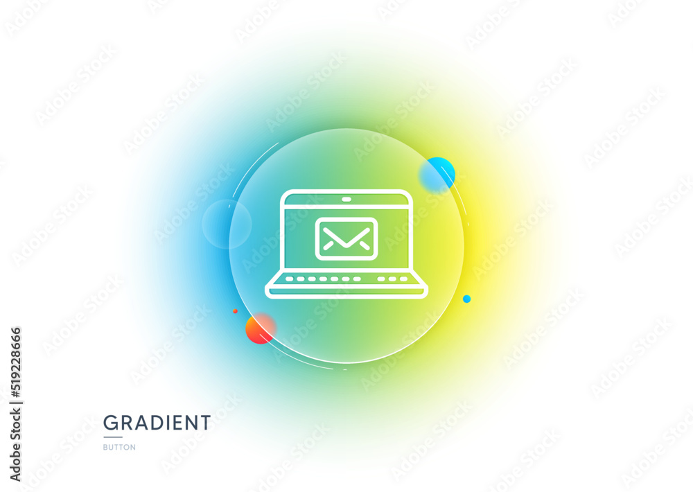 Poster e-mail line icon. gradient blur button with glassmorphism. message correspondence sign. communicatio