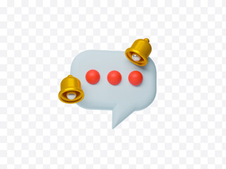 3D Chat bubble talk icons designed with notifications bell, isolated background 