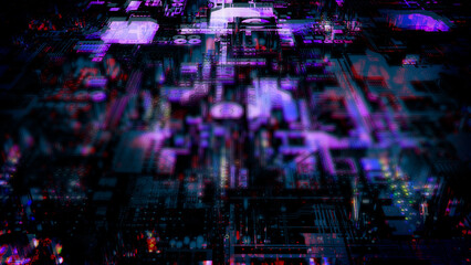 Obraz na płótnie Canvas soft focus cyberpunk pink glowing digital technological web bg - abstract 3D illustration