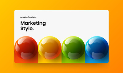 Isolated realistic spheres annual report layout. Creative placard design vector concept.
