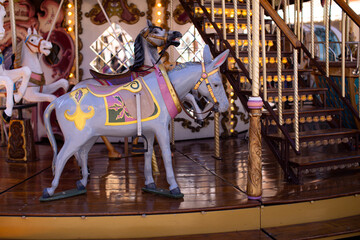 Carousel with donkey and horses in France