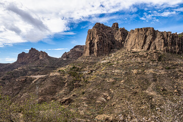 Fototapeta premium View at Roque Nublo mountain at Gran Canaria in Spain. Beautiful natural panorama.