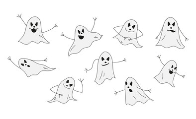 Collection of scary ghosts for Halloween decoration 