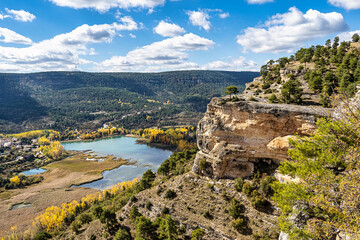 Obraz premium The Una lagoon, a lagoon located in the town of Una, in the province of Cuenca, Castilla La Mancha, Spain
