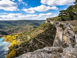 Panoramic view of the Serrania de Cuenca at Una in Spain. Hiking trails La Raya and El Escaleron in Una