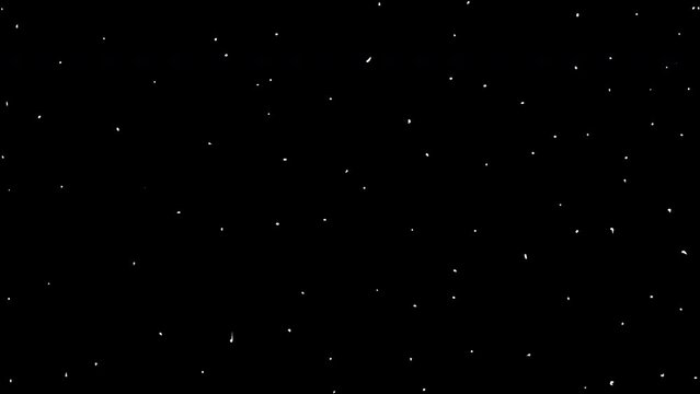 Animation of the starry sky on a black screen. Looped pattern with white dots. 4k stock video with fine grain and alpha channel.