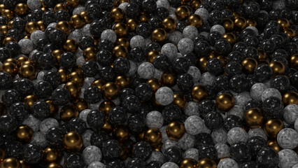 Black white gold marble balls