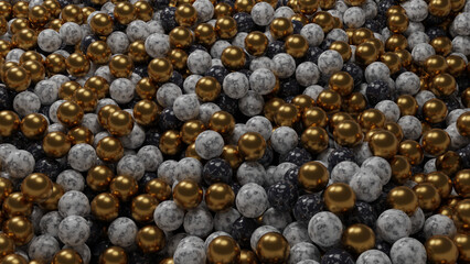 White black gold marble balls